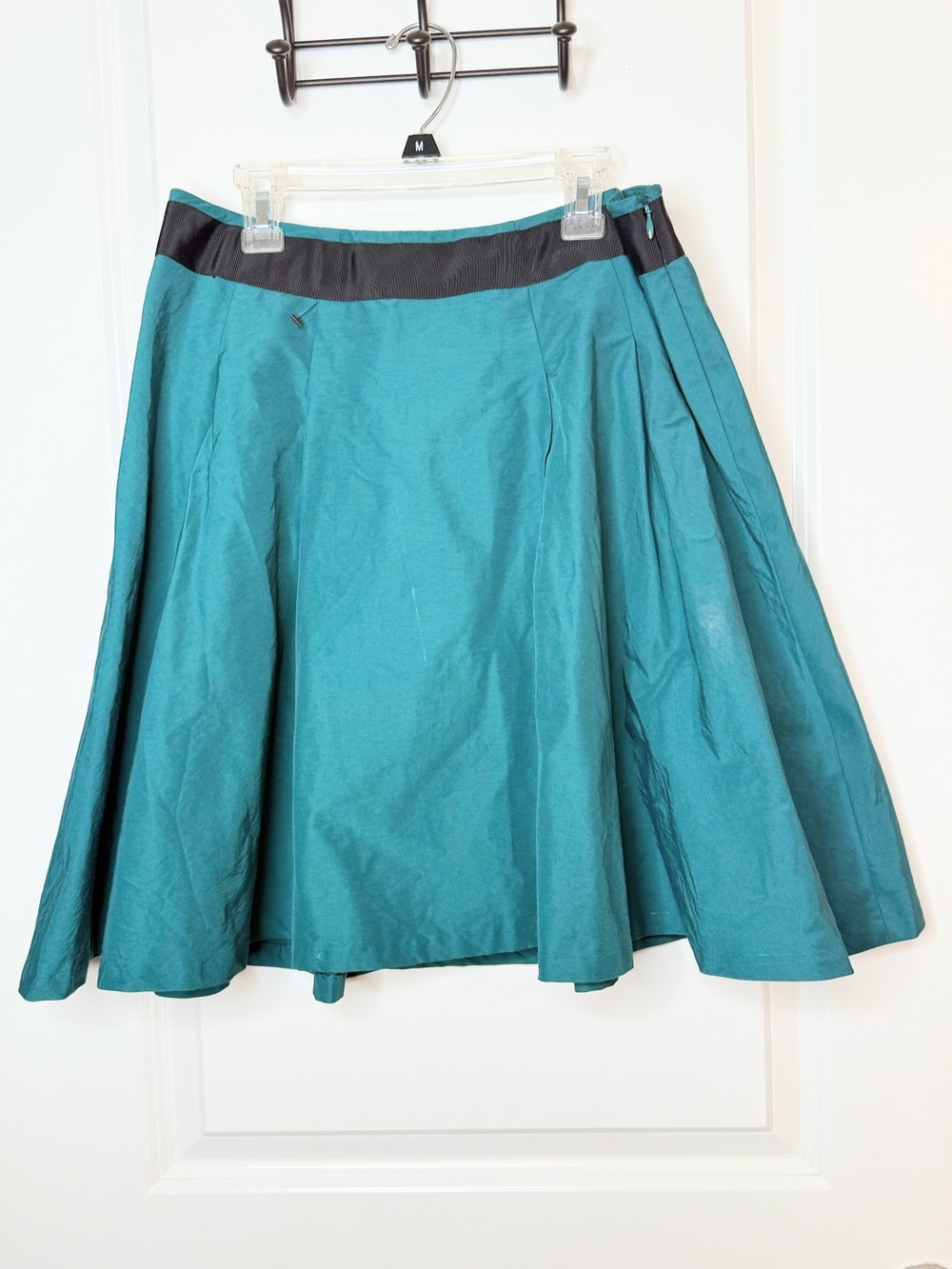 The Limited Skirt S Teal Black Pleated Fit Flare A Line Satin Cocktail